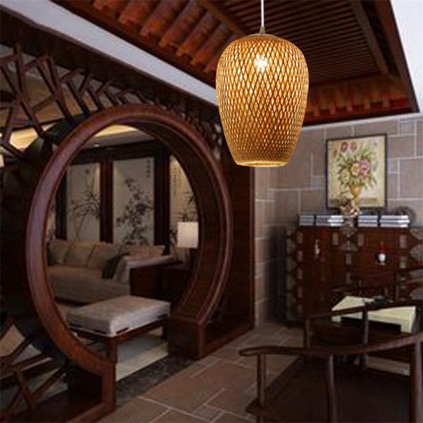 Customized Three Head Rattan Pendant Light Lamps With Switch Control
