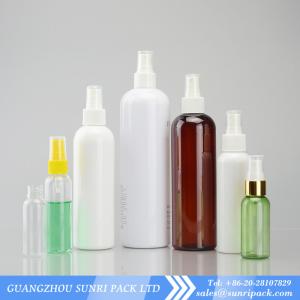 Quality plastic shampoo bottle with mist spray, cosmo round PET bottle, cosmetic PET bottle for sale