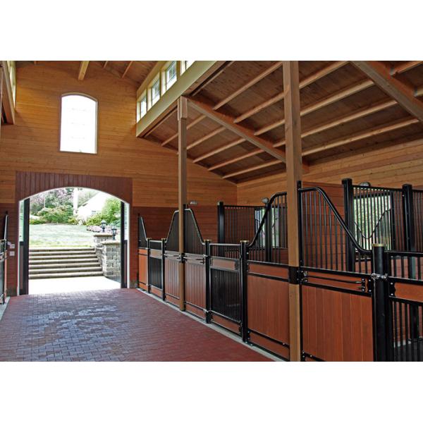 Buy Black Powder Coating Modular Horse Stalls , Bamboo Infill Premade Horse Stalls at wholesale prices