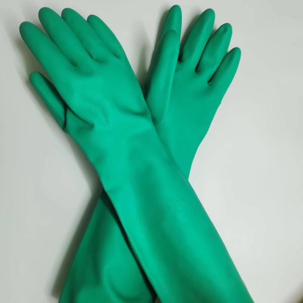 Buy Industrial 22mil Unflocked Green Nitrile Glove Pesticides Cleaning Work at wholesale prices
