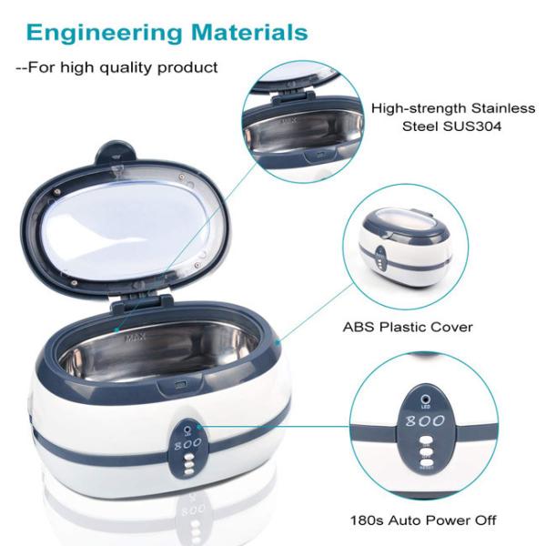 304 Stainless Steel Tank 40KHz Ultrasonic Cleaner For Jewelry Glasses Dentures Watch