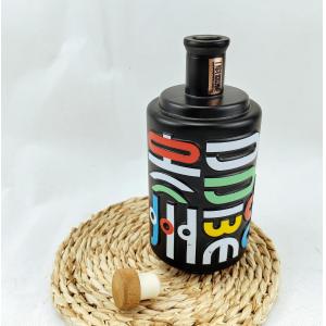 Liquor Matte Black Glass Gin Bottle 500ml 750ml Sealing Type Cork Frosted Black