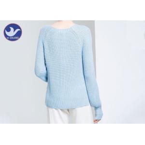 Raglan Sleeves Womens Knit Pullover Sweater Crew Neck Front Short Back Long Type