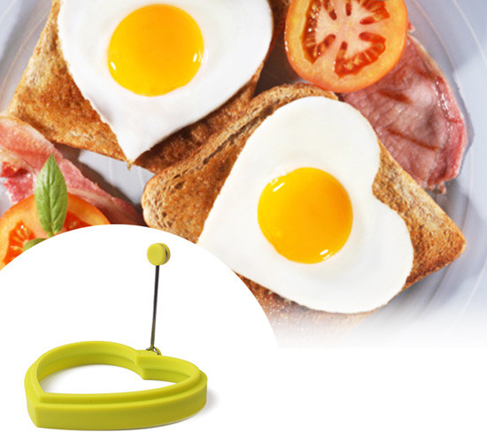 Buy Eco-friendly Heart Shaped Silicone Egg Ring Mould With Handle at wholesale prices