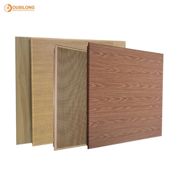 Wooden Drop Down Acoustical Aluminium Ceiling Tiles / Commercial False Metal