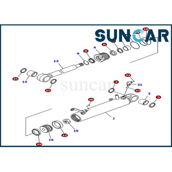 707-99-24640 Hydraulic Lift LH RH Cylinder Seal Kit Fits Bulldozer D39PX-2A