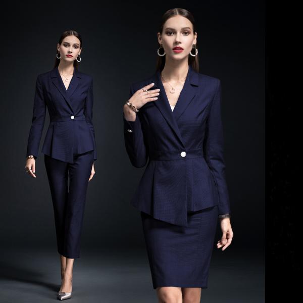 2021 Autumn Formal Occasions V-neck Business Suits for Women Slim Professional Set