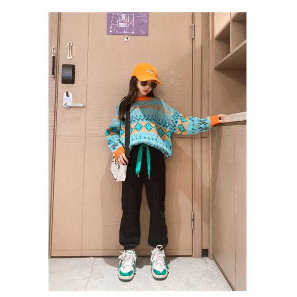 Middle Childrens Spring Clothes Round Neck Sweater Jacquard Craft