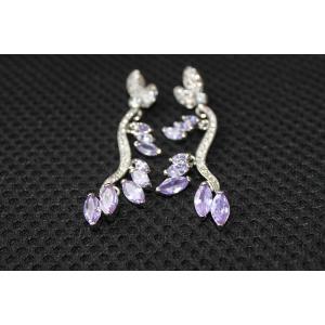 Luxurious wedding jewelry AAA cubic zircon earrings, daisy amethyst metal