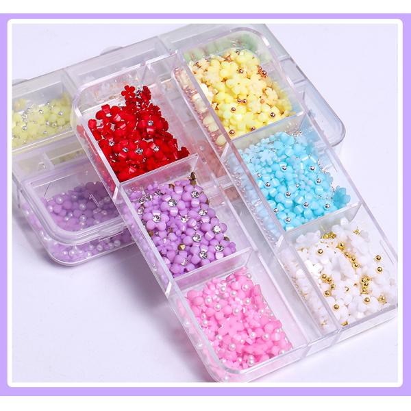 3D Resin Candy Color Nail Decoration Flower With Rhinestone for Nail Salon and Plastic