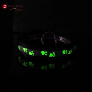 Custom Nylon Led Light Up Dog Collar / Flashing Dog Collar Safety Dog Led Light