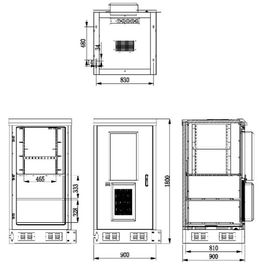 Custom Galvanized Steel Outdoor Power Enclosure Equipment Rack Cabinet