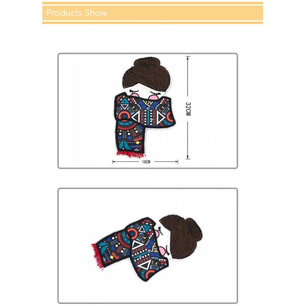 Japanese Style Chenille Embroidery Patches , Kimono Girl Retro Patches For Clothing