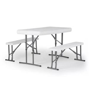 Quality Outdoor Furniture Plastic Metal Folding Picnic Dining Table Chair Bench Set for Garden for sale