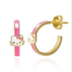 China 925 Silver Cat Hoop Earrings 18K Gold Plated for Children on sale