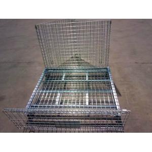 Foldable Rolling Wire Mesh Container Steel Storage Roll Containers Sliver Color
