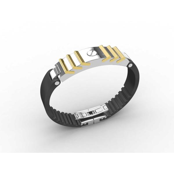 Top Quality Europe Fashion Stainless Steel Genuine Leather Silicone Bangle