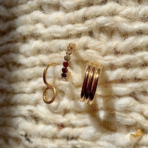 Trendy 18K Gold Plated Flat Disc 925 Sterling Silver Hoop Earrings for Girls