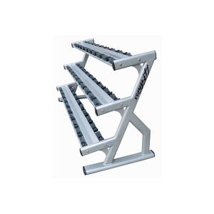 Steel Double Barbell Three Tier Dumbbell Rack For 15 Pairs