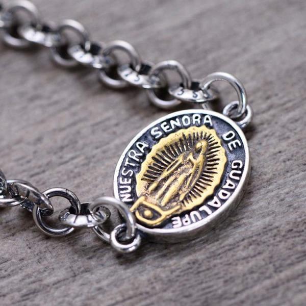 Women Men Sterling Silver Tag Cross Crown Charm Link Bracelet(058417)