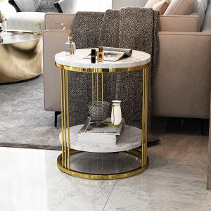 Elegant Round Stainless Steel Marble Sofa Side Table By SEDIA