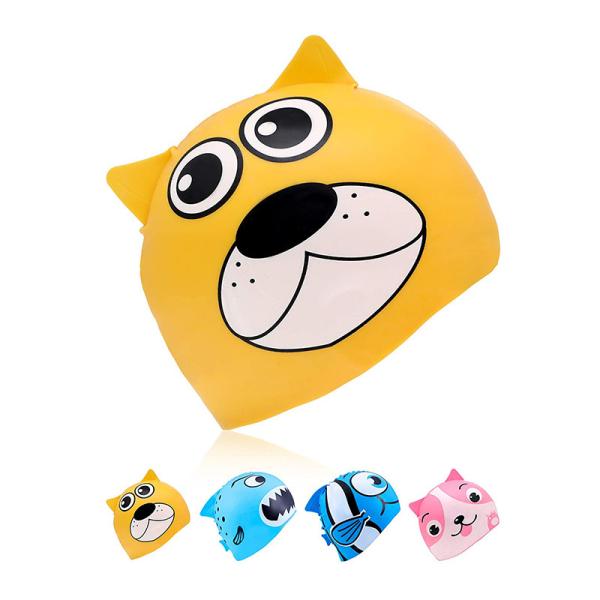 Buy Animal Silicone Childrens Waterproof Swimming Caps Harmless Averting Wet Hair at wholesale prices