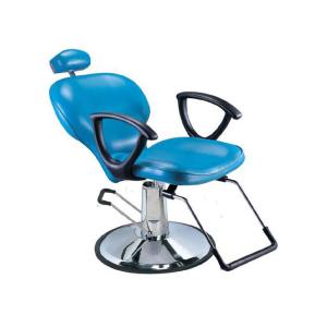 China Light Blue Salon Barber Chair Artificial With Manual Lifting , Tilted Footrest on sale