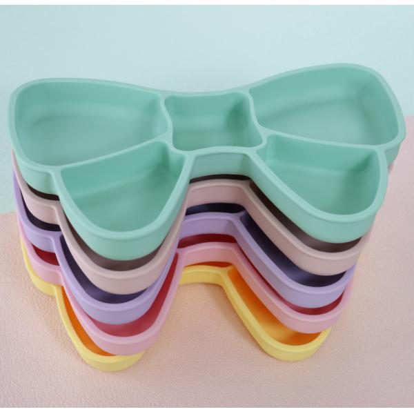 Custom Silicone Suction Baby Feeding Bow Plate BPA Free Food Grade