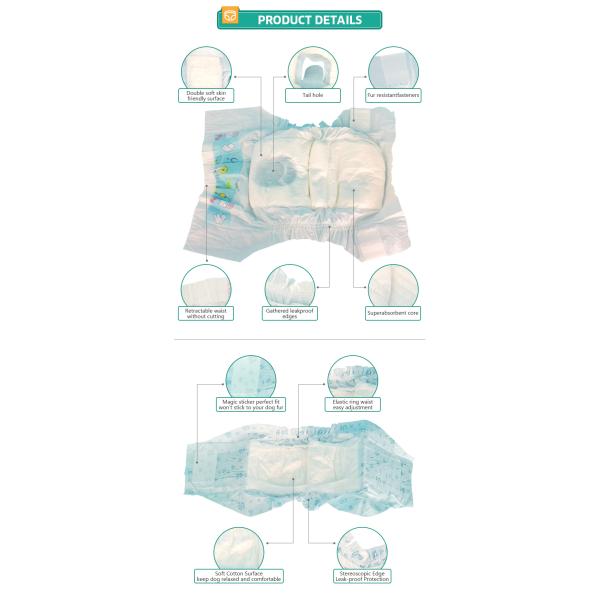 High Absorbency Male Dog Diapers with Cloth-like Film and Soft Non-woven Topsheet