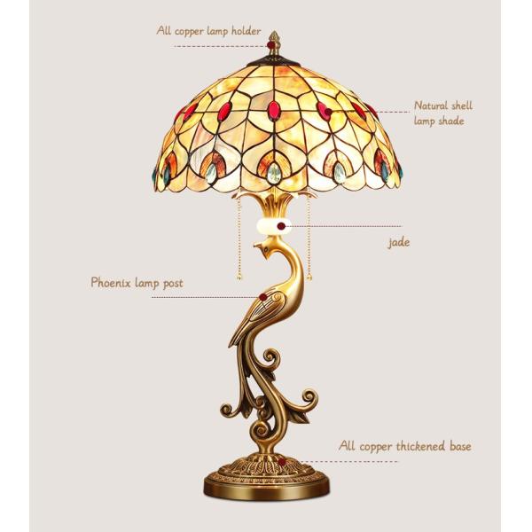 Pure Copper Shell Lamp Art Retro Garden Bedroom Living Room Decorative Table Light