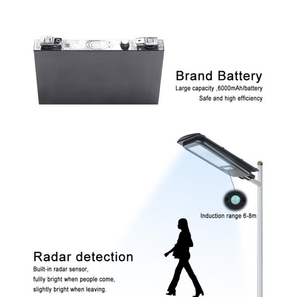 170lm/w High Lumen All In One Outdoor Solar Street Post Lights Ip65