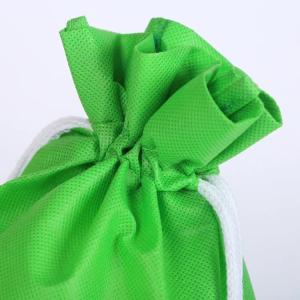 Summer Green Drawstring Bag , Light Weight Cloth Drawstring Gift Bags