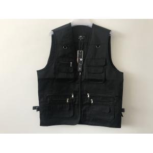 Mens classic vest，mens waist coat, vest in 100% polyester washed fabric, washed black colour, S-3XL