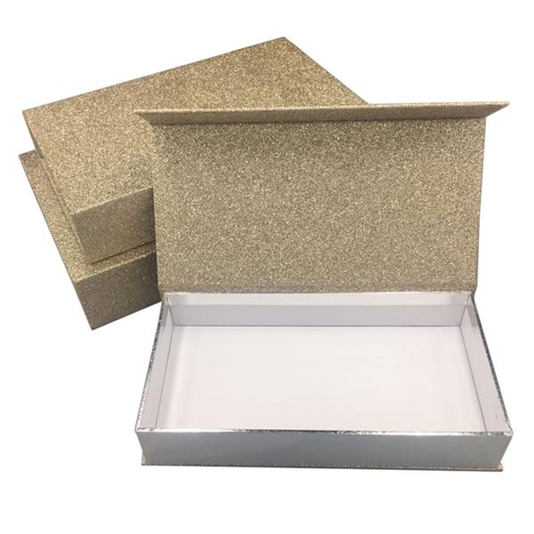 Luxury Magnetic Xmas Gift Boxes With Lids Gold Glitter Paper Custom Size