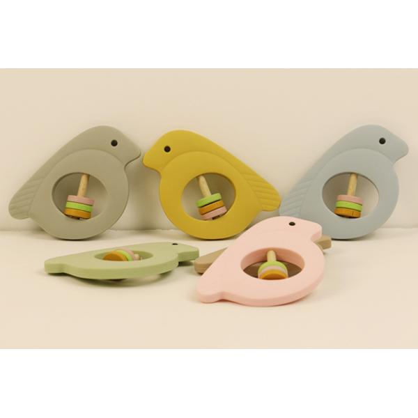 BPA Free Silicone Teether for Teething Baby Care food grade soothing silicone rattle toys