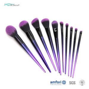 Gradient Plastic Handle Synthetic Hair Makeup Brush With Aluminum Ferrules