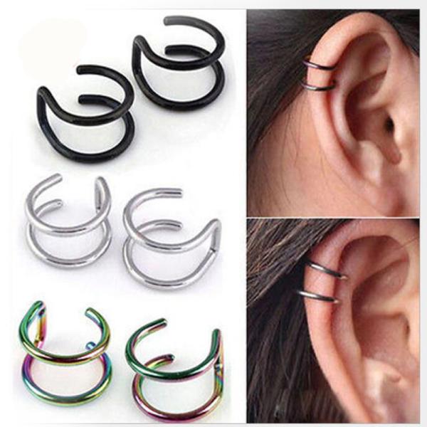Hot sale 316L stainless steel cuff earrings for non pierced ears