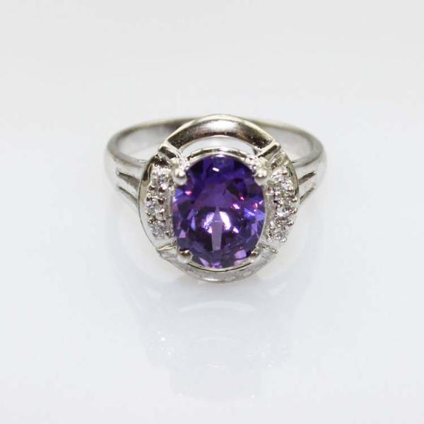 White Gold Plated 925 Silver Jewelry 8mmx10mm Oval Pink Cubic Zircon Ring(R0076)