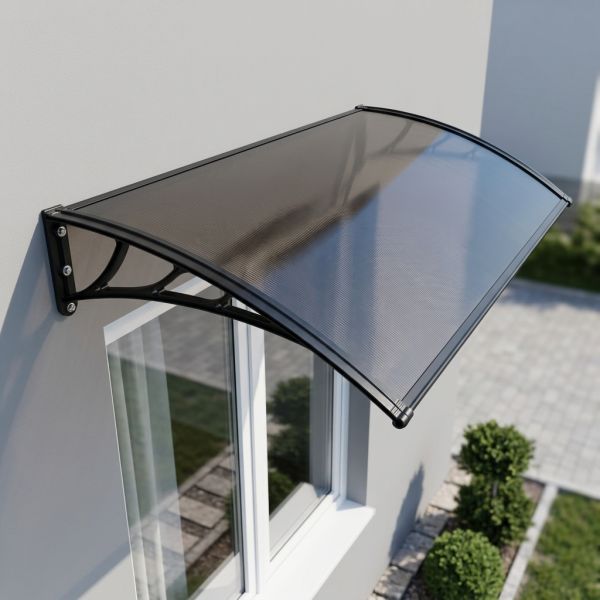 Brown Window Polycarbonate awning featuring plastic or aluminum bracket designed to provide long lasting protection and enhanced aesthetic appeal