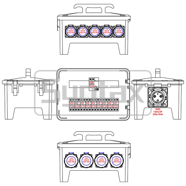 Syntax MP36 Power Distribution Box technical drawing