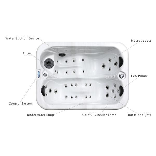 2 People Transitional Outdoor Whirlpool Spa Bathtub For Massage