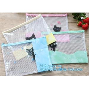 pp file folder plastic pockets document bag, A4 mesh folder zipper pocket