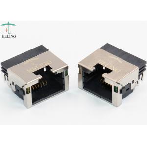Through Hole 8 Pin RJ45 Connector Female Crimp Terminal Right Angle For Ethernet