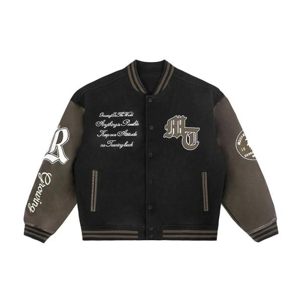 Clothing Manufacturers Custom College Vintage Jacket Mens Streetwear Varsity Towel Embroidery Fleece Oversized Bomber Jacket