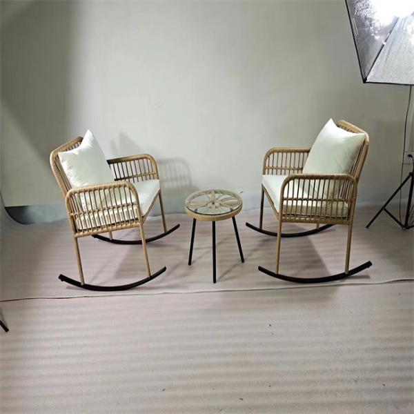 ODM OEM Garden Furniture Rattan Table And Chairs Rocking PE Rattan Woven Coffee