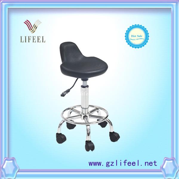 Buy Beautiful fashionable salon furniture barber chair stool with backrest footrest at wholesale prices