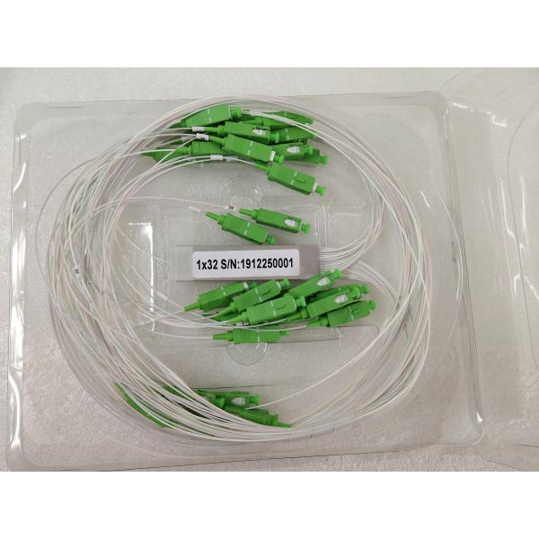 FTTH Optical PLC Splitter 1x32 Fiber Optic Splitter Mini Type Single Mode Steel Tube SC APC Splitter