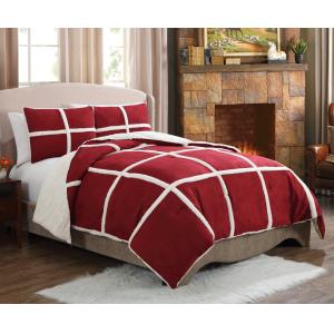 China Winter Super Soft Fleece Suede Comforter with Solid Pattern in Red on sale