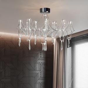 Modern Starry Crystal Chandelier Living Room Luxury Hotel Villa silvery
