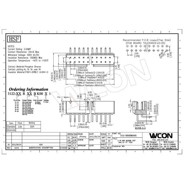 2.0mm Open Curved Insertion Type Simple Box Header Connector Bending and inserting
